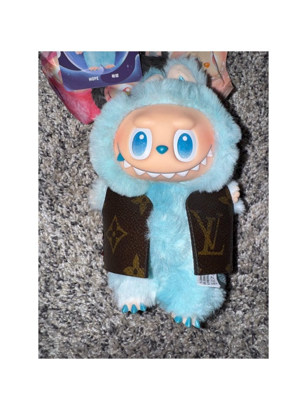 POPMART Big Into Energy Blue Plush Toy w/ Custom Mono Vest Cute Collectible Doll - Picture 3 of 12